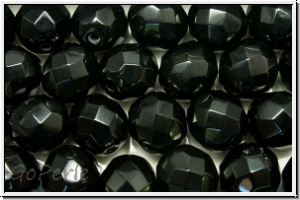 Bhm. Glasschliffperle, feuerpol., 8mm, black, opaque, 10 Stk.