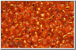 RR-11-0008, MIYUKI Rocailles, 11/0, orange, trans., silver-ld., 10g