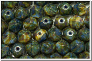 Bhm. Glasperle, free form, 6,5mm, blue, op., picasso, 10 Stk.