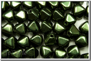 bhm. Glasperle, Bicone, 6mm, green, met., 30 Stk.