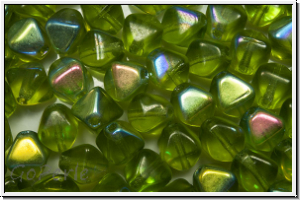 bhm. Glasperle, Bicone, 6mm, olivine, trans., AB, 30 Stk.