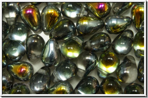 Drop Beads, 4x6mm, crystal, trans., half marea, 20 Stk.