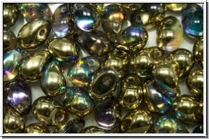 Drop Beads, 4x6mm, crystal, trans., golden AB, 20 Stk.