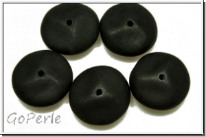 bhm. Glasperle, Disc, 12mm, black, op., matte, 5 Stk.