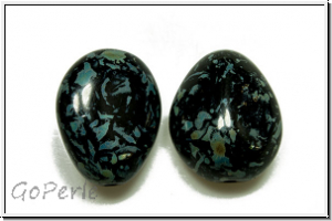 Bhm. Glasperle, Nugget, 17x14x9mm, black, op., picasso, 1 Stk.