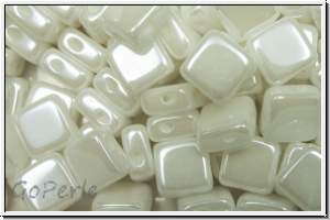 TILE-Beads, diagonal, 6x6mm, white, alabaster, white iris. sfinx, 25 Stk.