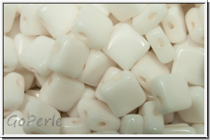 TILE-Beads, diagonal, 6x6mm, white, op., 25 Stk.