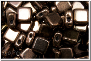 TILE-Beads, diagonal, 6x6mm,  black, op., vega luster, 25 Stk.