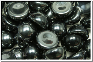 Dome Bead, 10x6mm, black, op., full silver chrome, 5 Stk.