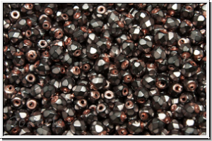 Bhm. Glasschliffperle, feuerpol., 3mm, black, op., heavy metal violet, 50 Stk.