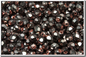 Bhm. Glasschliffperle, feuerpol., 4mm, black, op., heavy metal violet, 50 Stk.