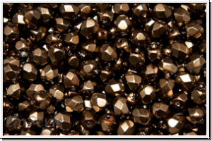 Bhm. Glasschliffperle, feuerpol., 4mm, black, op., heavy metal bronze, 50 Stk.