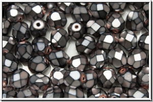 Bhm. Glasschliffperle, feuerpol., 6mm, black, op., heavy metal violet, 25 Stk.