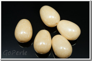 Bhm. Glasperle, Tropfen, lngs gebohrt, 11x8mm, white, op., champagne luster, 5 Stk.