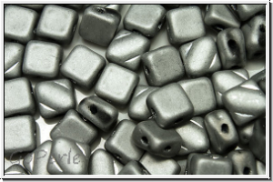 SILKY-Beads, 6x6mm, black, op., full silver, matte, 25 Stk.