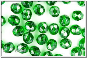 Bhm. Glasschliffperle, feuerpol., 8mm, green, trans., luster, 10 Stk.