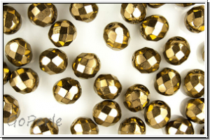 Bhm. Glasschliffperle, feuerpol., 8mm, bronze, metallic, 10 Stk.