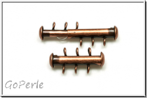 Schiebeschliee, 3 strngig, vertikal, 22x11mm, antikkupferfb., Metall, 1 Stk.