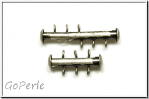 Schiebeschliee, 3 strngig, vertikal, 22x11mm, antiksilberfb., Metall, 1 Stk.