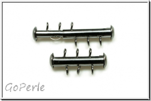 Schiebeschliee, 3 strngig, vertikal, 22x11mm, hematitefb., Metall, 1 Stk.