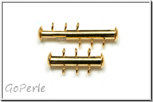 Schiebeschliee, 3 strngig, vertikal, 22x11mm, goldfb., Metall, 1 Stk.