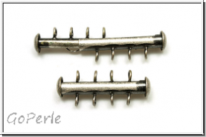 Schiebeschliee, 4 strngig, vertikal, 27x11mm, antiksilberfb., Metall, 1 Stk.