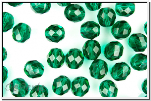 Bhm. Glasschliffperle, feuerpol., 8mm, emerald, trans., 10 Stk.