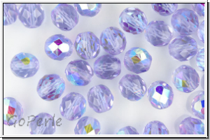 Bhm. Glasschliffperle, feuerpol., 8mm, violet, trans., AB, 10 Stk.