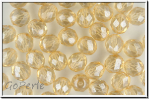 Bhm. Glasschliffperle, feuerpol., 8mm, crystal, trans., champagne, luster, 10 Stk.