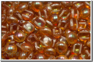 Candy-Beads, 8mm, crystal, trans., half copper luster, 25 Stk.