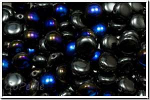 Candy-Beads, 8mm, black, op., half azuro, 25 Stk.