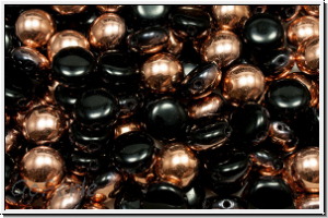 Candy-Beads, 8mm, black, op., half capri gold, 25 Stk.