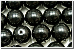 bhm. Glasperle, rund, 10mm, black, op., 5 Stk.