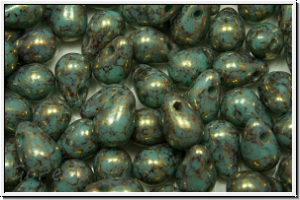 Drop Beads, 4x6mm, turquoise, blue, op., lila marbled, 20 Stk.