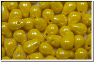 Drop Beads, 4x6mm, yellow, dk., op., luster, 20 Stk.