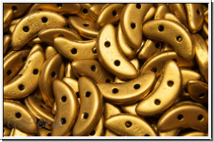 Crescent-Beads, 10x5x2,3mm, brass gold, met., satin, 25 Stk.