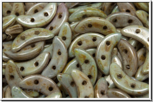 Crescent-Beads, 10x5x2,3mm, white, alabaster, green/brown marbled, 25 Stk.