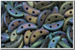 Crescent-Beads, 10x5x2,3mm, blue, met., matte, iris., 25 Stk.