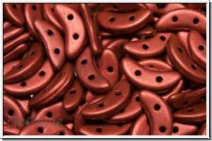 Crescent-Beads, 10x5x2,3mm, lava red, met., satin, 25 Stk.