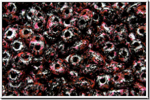 SD-23980-45708, SuperDuo Beads, black, op., pink, tweedy, 10g