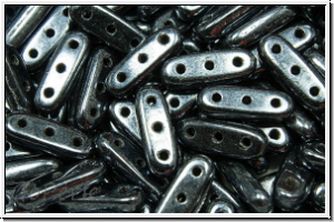 3-Loch-Beam-Beads, 10x3,5mm, hematite, met., 12 Stk.