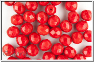 Bhm. Glasschliffperle, feuerpol., 8mm, red, op., 10 Stk.