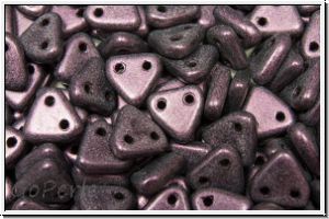 2-Loch-Triangles, CzechMates, 6mm, pink, met., suede, 50 Stk.