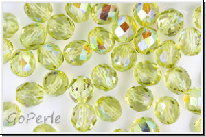 Bhm. Glasschliffperle, feuerpol., 8mm, yellow, lt., trans., AB, 10 Stk.