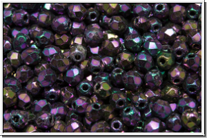 Bhm. Glasschliffperle, feuerpol., 3mm, purple, met., iris., 50 Stk.