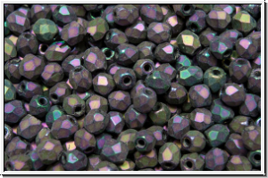 Bhm. Glasschliffperle, feuerpol., 3mm, purple, met., matte, iris., 50 Stk.