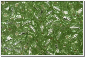 Bhm. Glasschliffperle, feuerpol., 4mm, peridot, lt., trans., silver-ld., 50 Stk.