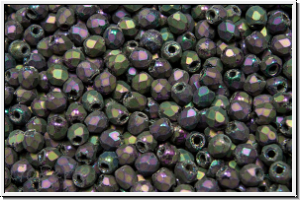 Bhm. Glasschliffperle, feuerpol., 2mm, purple, met., matte, iris., 50 Stk.