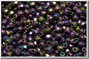 Bhm. Glasschliffperle, feuerpol., 2mm, purple, met., iris., 50 Stk.