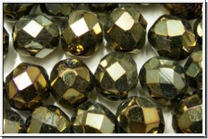 Bhm. Glasschliffperle, feuerpol., 8mm, brown, met., iris., 10 Stk.